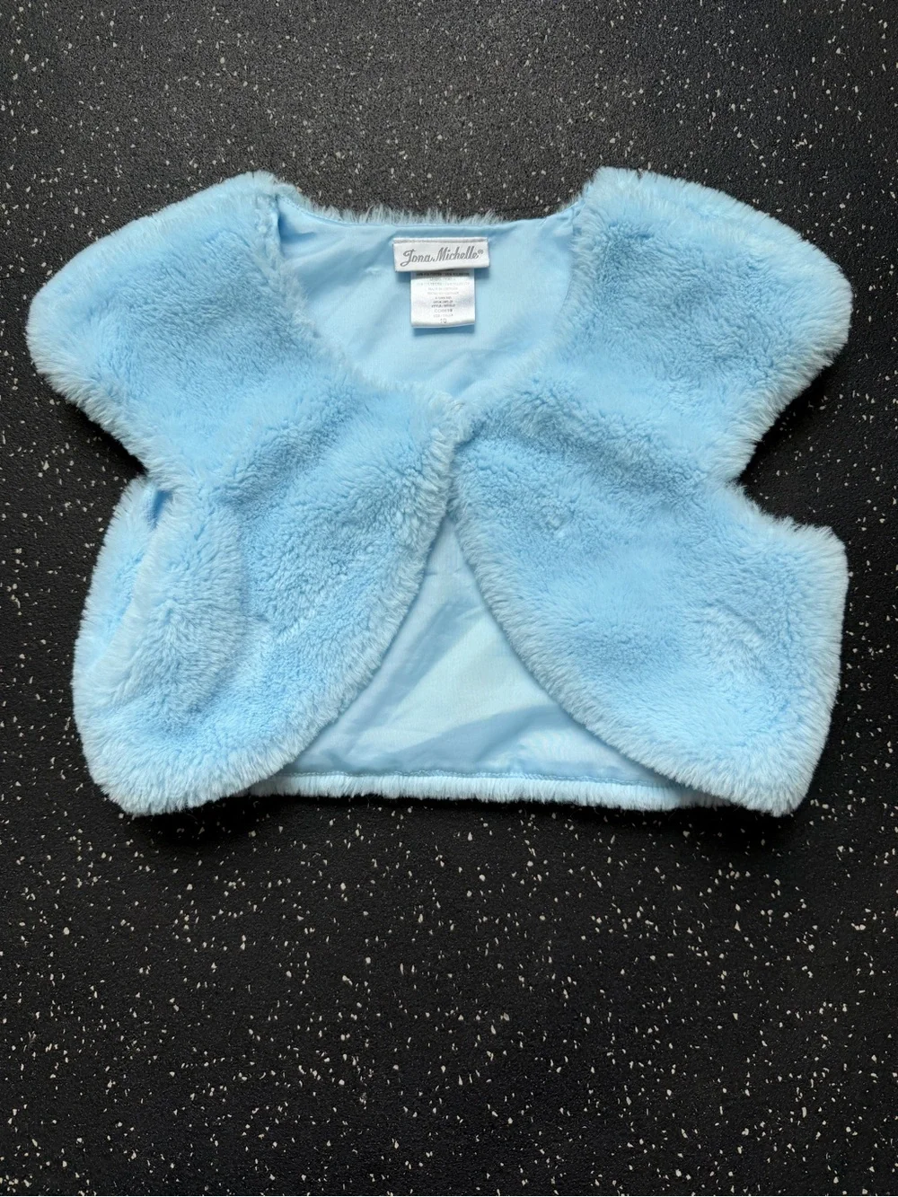 Jonas Michelle Girls Size 10 Blue Formal Dress & Faux Fur Bolero Set